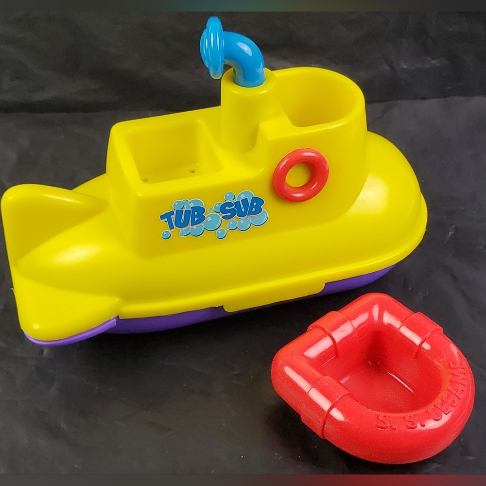 Tyco VTG 1996 Sesame Street Submarine Tub Sub Toy Boat Bathtub w/ Raft Toy - GUC